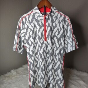 Tail Women's Multicolor Artsy/Geometric Print Short Sleeve‎ 1/4 Zip Top Size Med